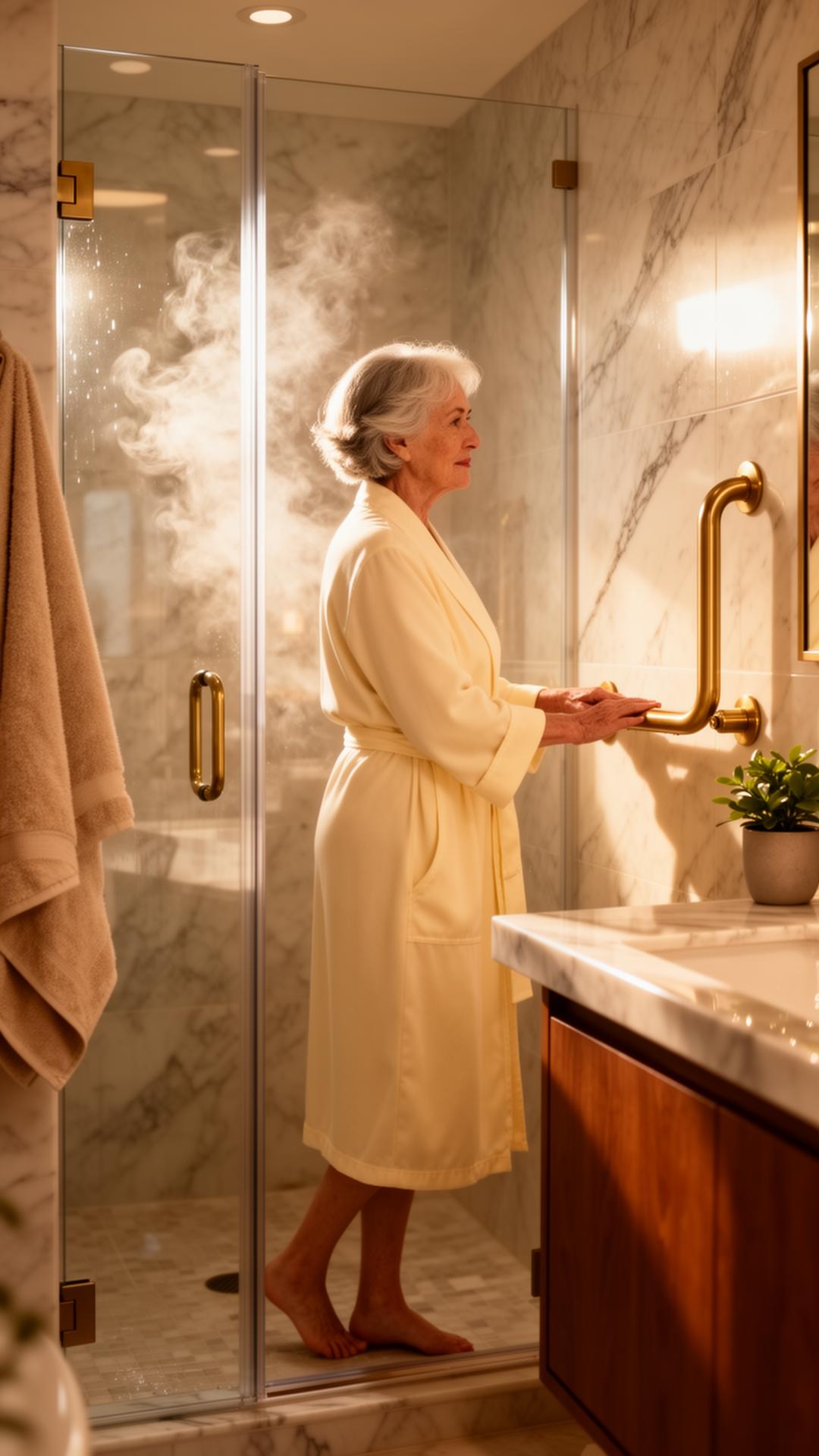 Premium shower grab bar installation