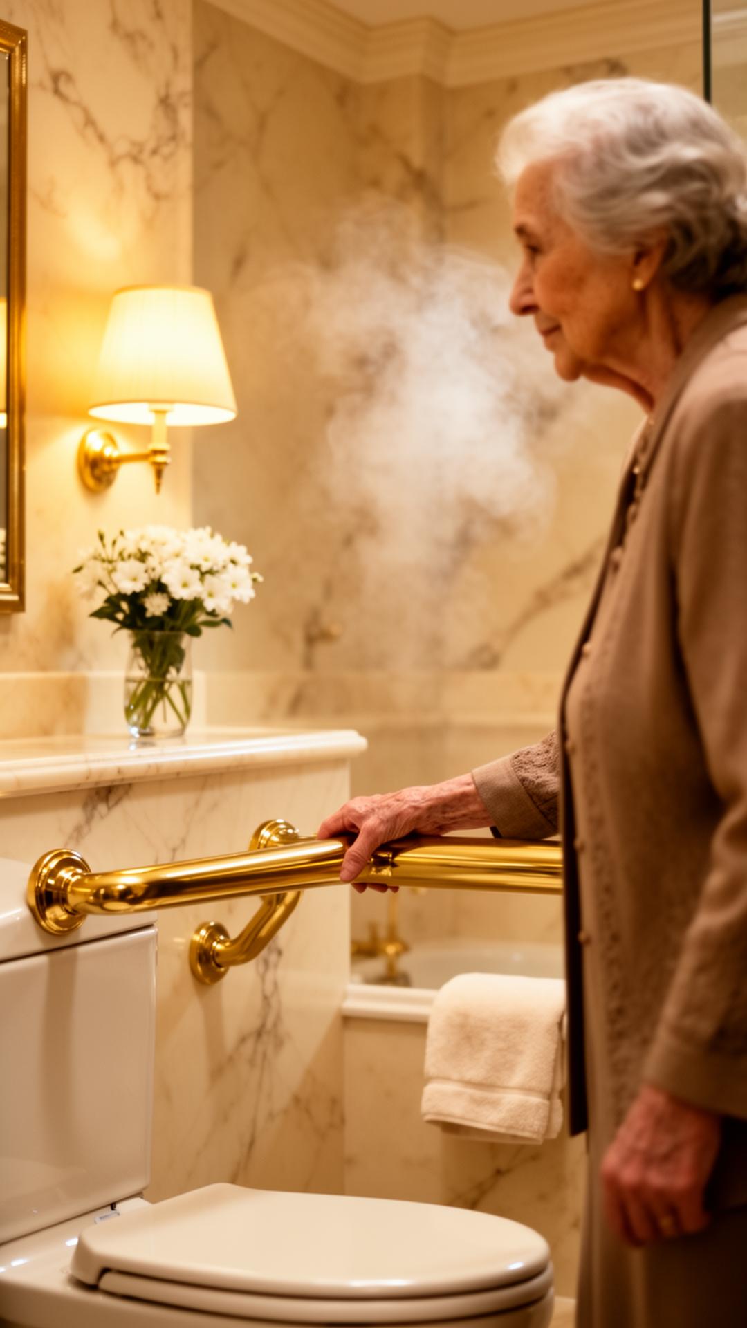Toilet area grab bar installation